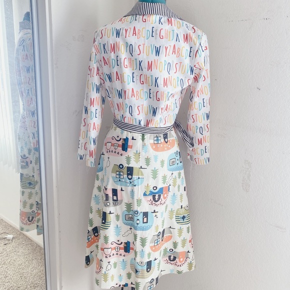 HANDMADE ABC DIFFERENT PATTERN COLORFUL RAINBOW WRAP DRESS SIZE M/L. - Picture 16 of 16